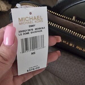 Michael Kors Black and Brown Dome Backpack